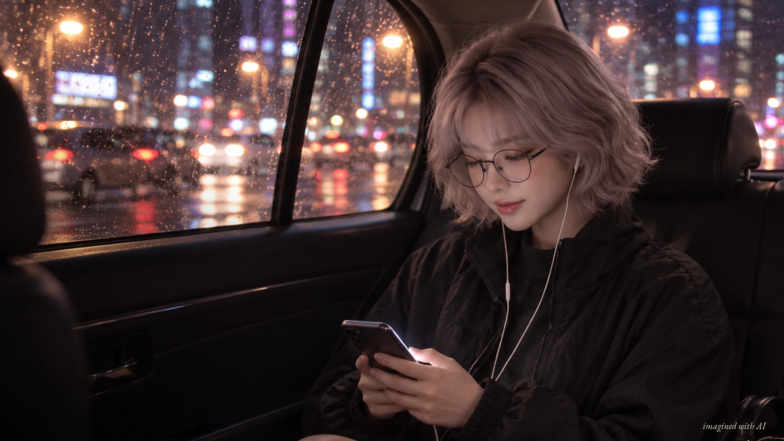 Neoliverse의 AI 버추얼 가수 Miel(미엘) — 밤의 택시 콘셉트 메인 비주얼