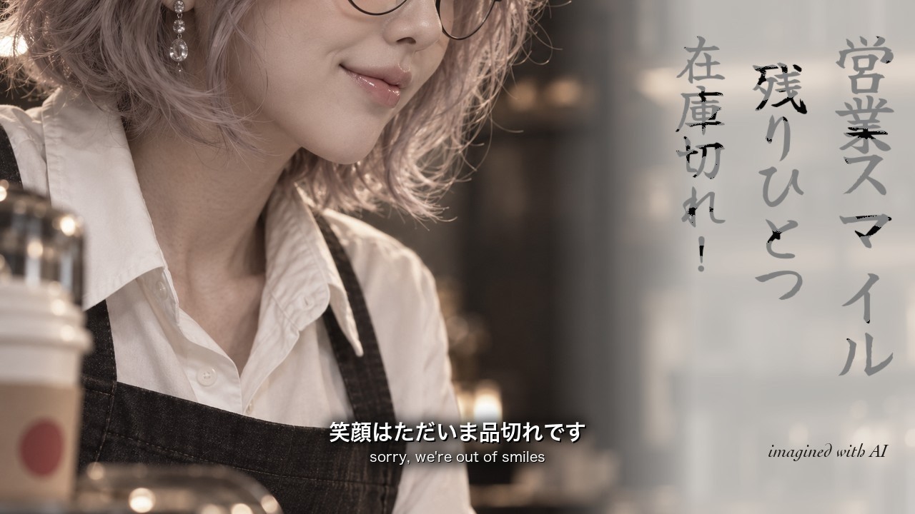 Miel의 AI 뮤직비디오 '営業スマイル、残りひとつ' 썸네일
